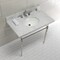 Fauceture KVPB3622M86 36" Console Sink with Brass Legs (8-Inch, 3 Hole), Marble White/Polished Nickel KVPB3622M86 - alternate 5